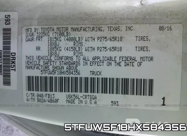 5TFUW5F18HX584356