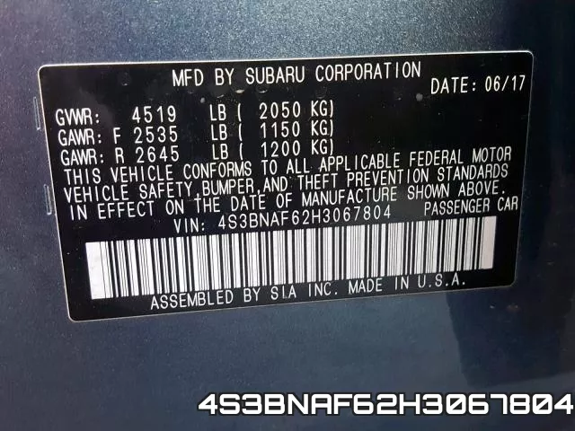 4S3BNAF62H3067804