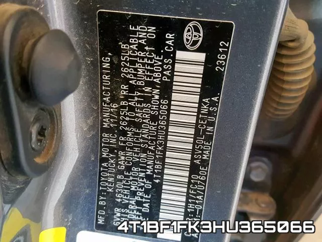 4T1BF1FK3HU365066