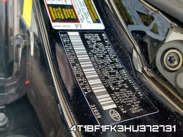 4T1BF1FK3HU372731