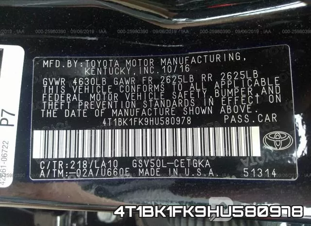 4T1BK1FK9HU580978