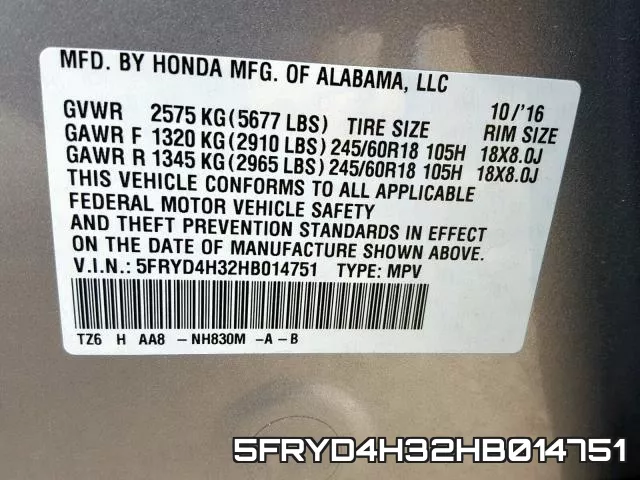 5FRYD4H32HB014751