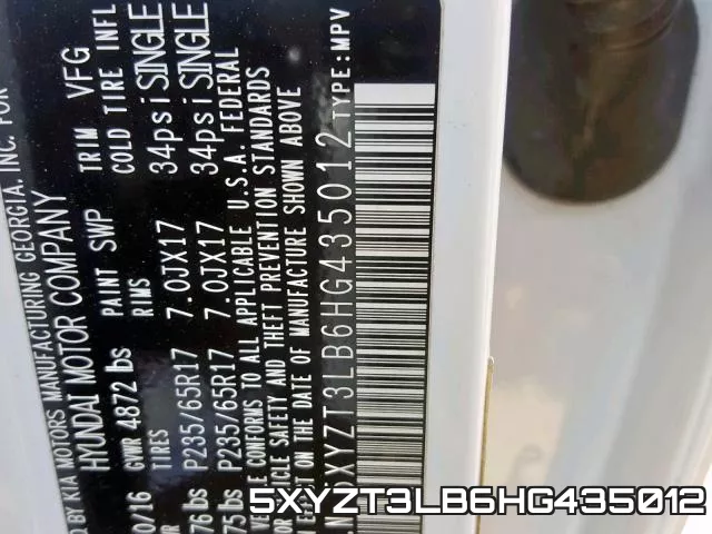 5XYZT3LB6HG435012