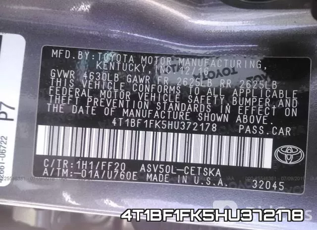 4T1BF1FK5HU372178