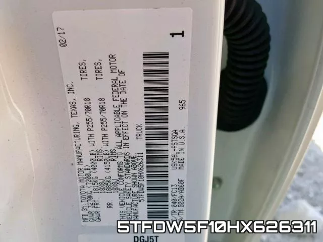 5TFDW5F10HX626311