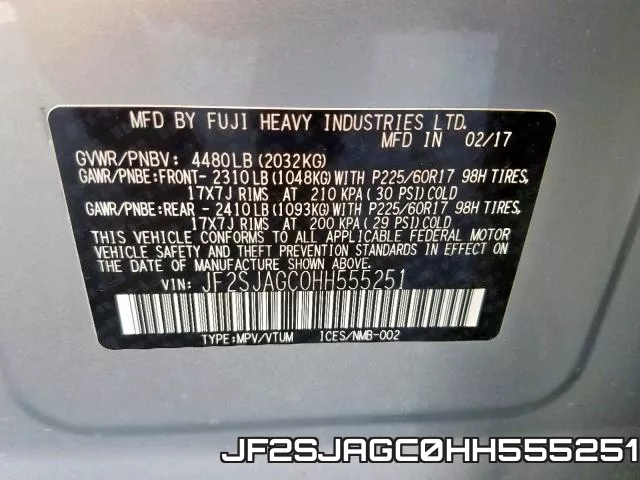JF2SJAGC0HH555251