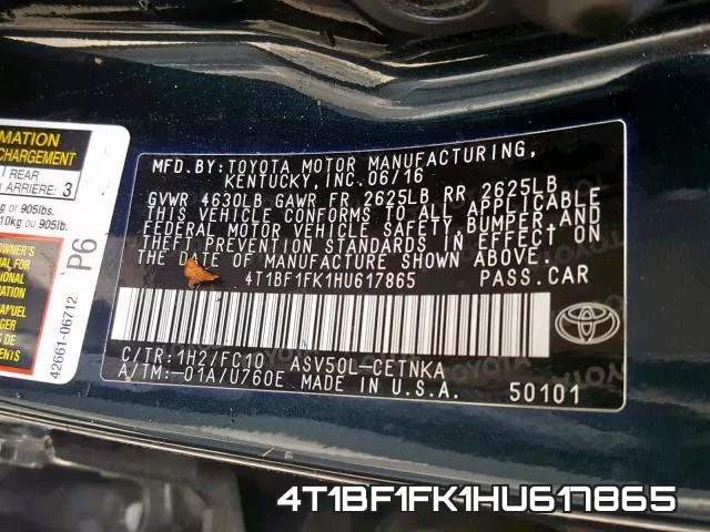 4T1BF1FK1HU617865