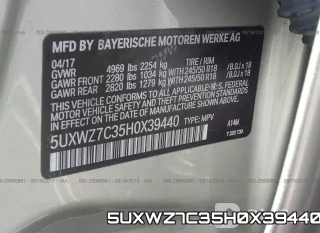 5UXWZ7C35H0X39440