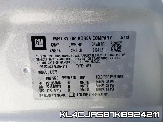 KL4CJASB7KB924211