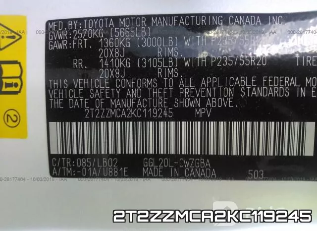 2T2ZZMCA2KC119245