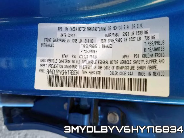 3MYDLBYV6HY176834