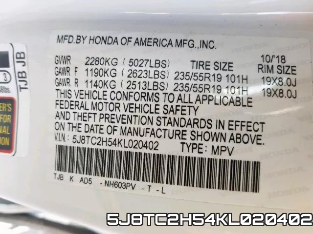5J8TC2H54KL020402