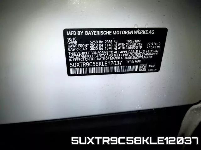 5UXTR9C58KLE12037