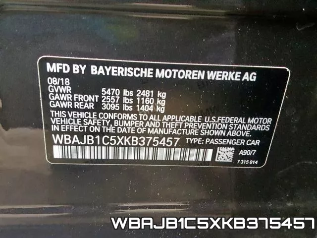 WBAJB1C5XKB375457