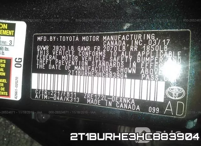 2T1BURHE3HC883904