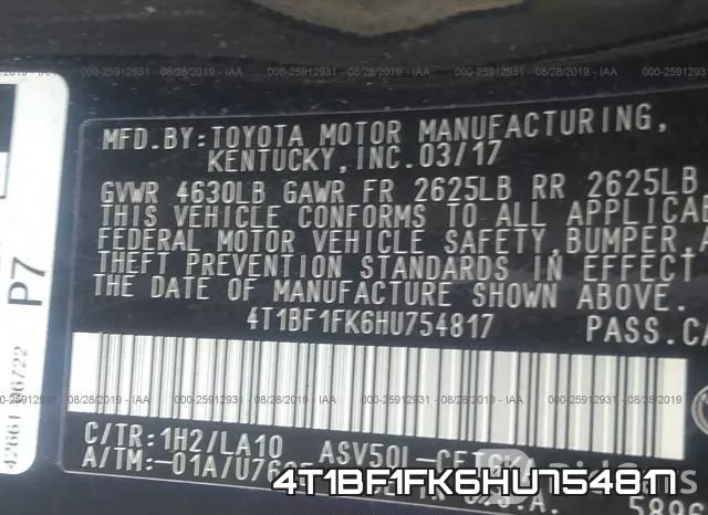 4T1BF1FK6HU754817