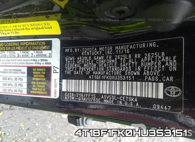 4T1BF1FK0HU353151