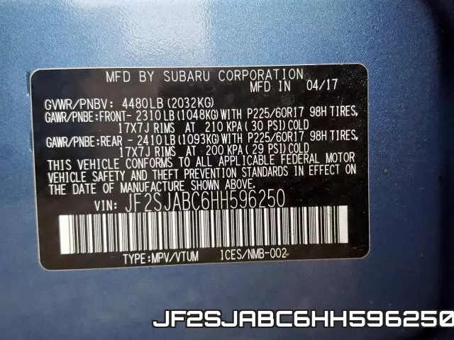 JF2SJABC6HH596250