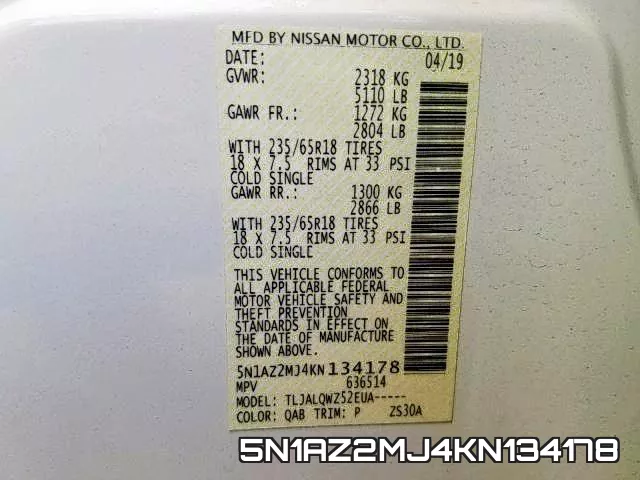 5N1AZ2MJ4KN134178