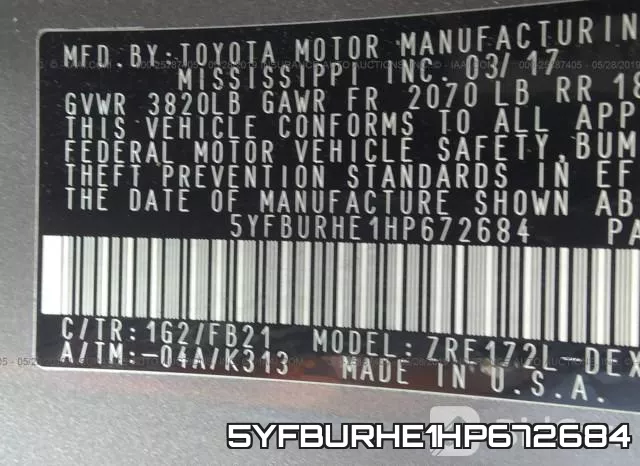 5YFBURHE1HP672684