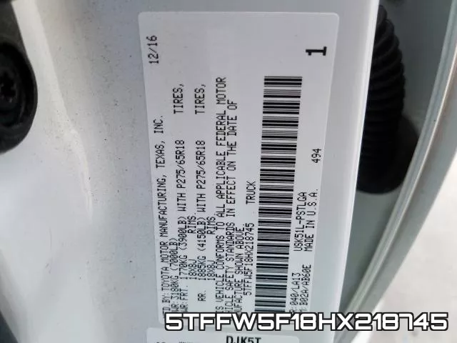 5TFFW5F18HX218745