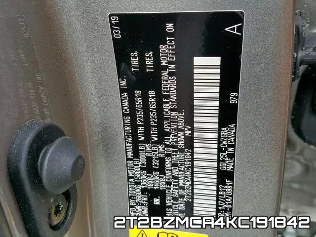 2T2BZMCA4KC191842