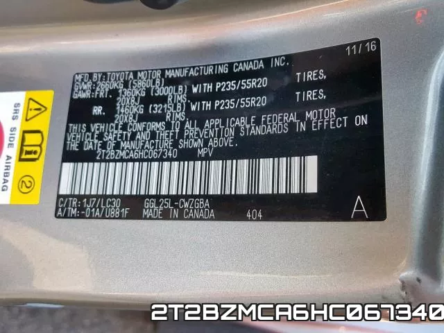 2T2BZMCA6HC067340