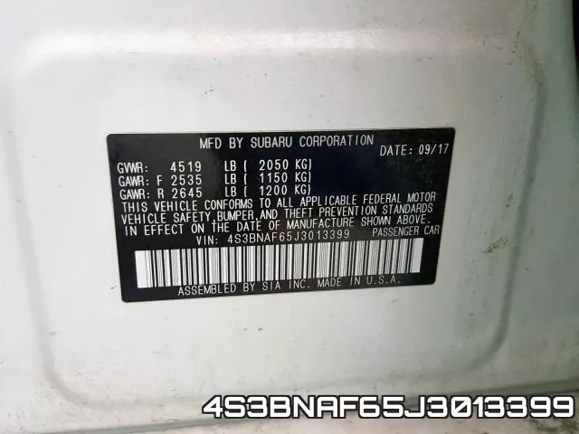 4S3BNAF65J3013399