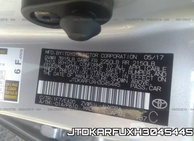JTDKARFUXH3045445