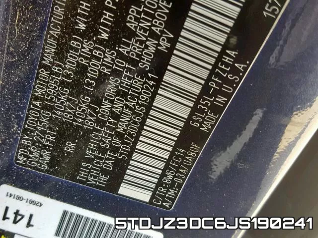 5TDJZ3DC6JS190241