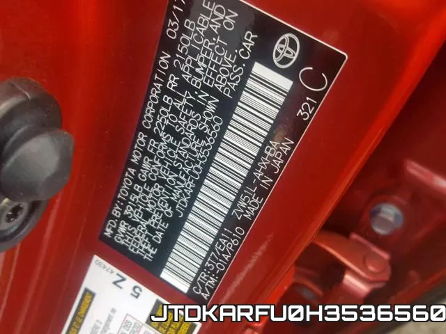JTDKARFU0H3536560