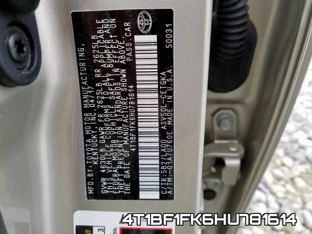 4T1BF1FK6HU781614