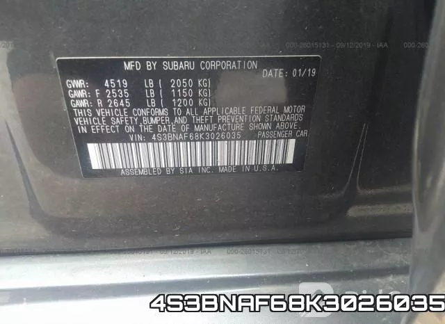 4S3BNAF68K3026035