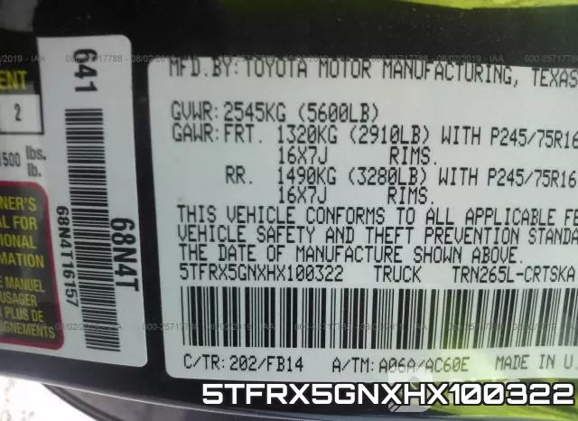 5TFRX5GNXHX100322