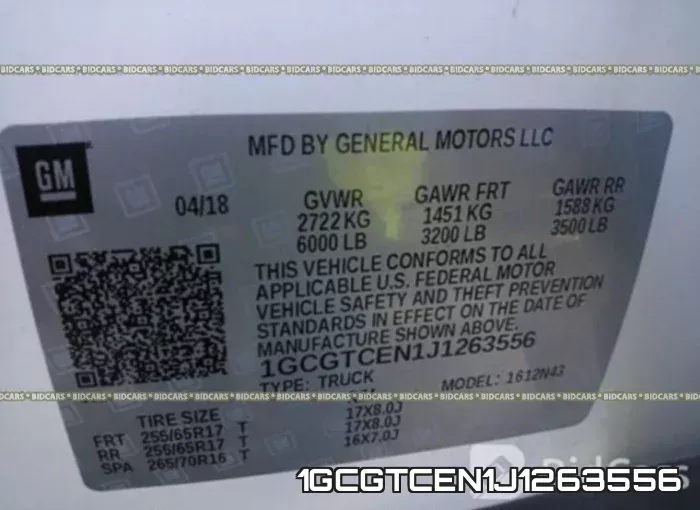 1GCGTCEN1J1263556