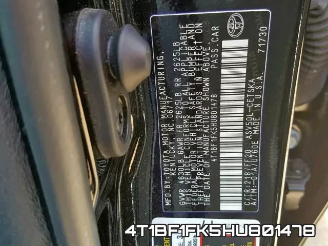 4T1BF1FK5HU801478
