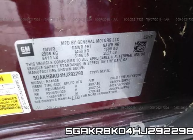 5GAKRBKD4HJ292298