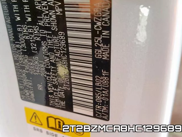 2T2BZMCA8HC129689