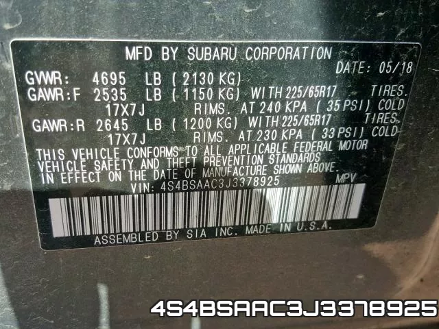 4S4BSAAC3J3378925