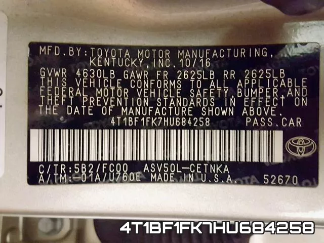 4T1BF1FK7HU684258