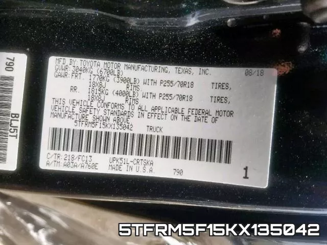 5TFRM5F15KX135042