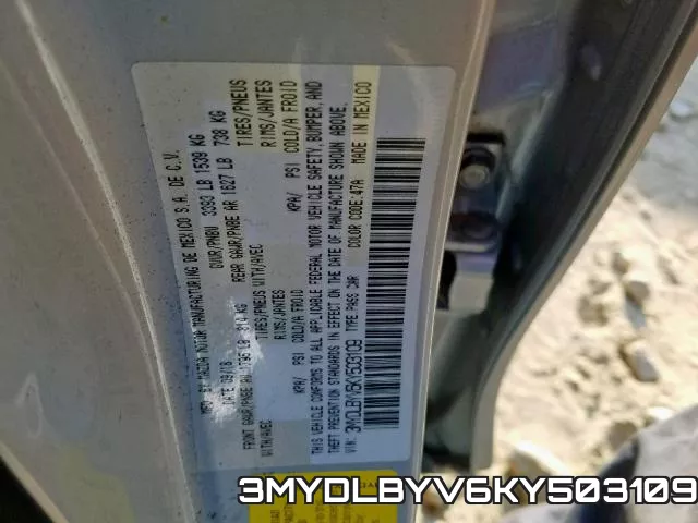 3MYDLBYV6KY503109