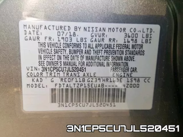 3N1CP5CU7JL520451