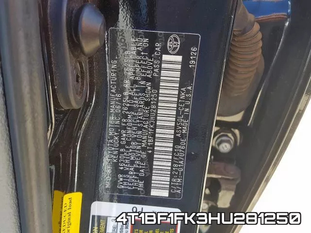 4T1BF1FK3HU281250