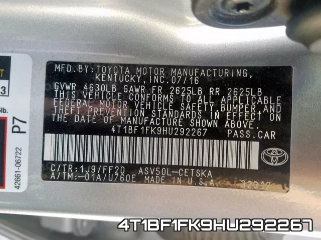 4T1BF1FK9HU292267