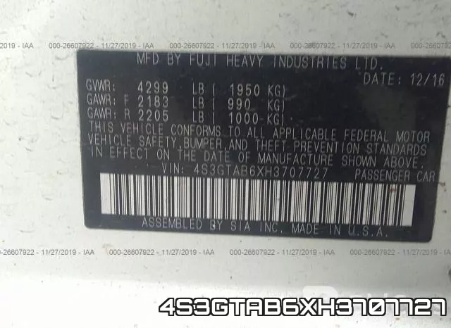 4S3GTAB6XH3707727