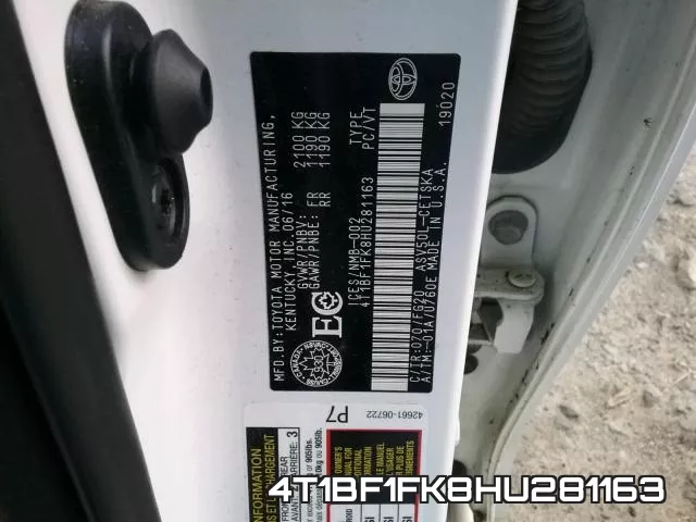 4T1BF1FK8HU281163