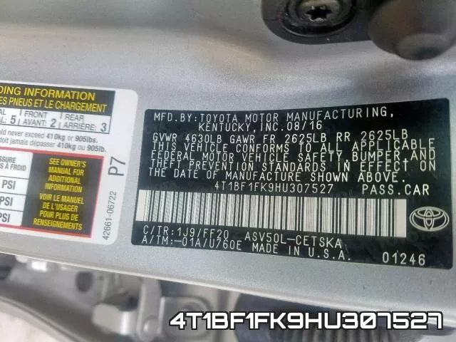 4T1BF1FK9HU307527