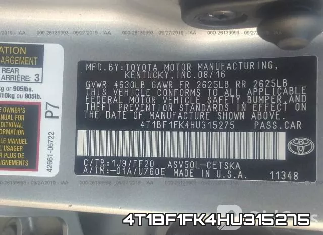4T1BF1FK4HU315275