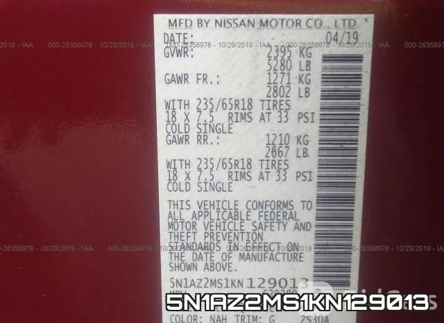 5N1AZ2MS1KN129013